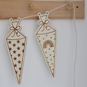 8 Tlg. Schultüte Holz Girlande 