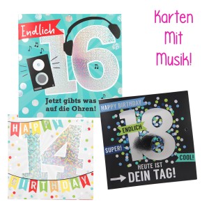 Geburtstagskarte mit Musik 11 - 21 Jahre 