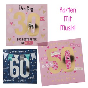 Geburtstagskarte mit Musik 25 - 90 Jahre 