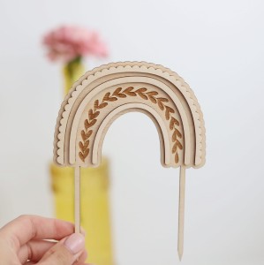 Cake Topper Regenbogen Natur aus Holz 