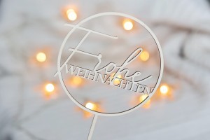 Cake Topper  Frohe Weihnachten aus Holz  