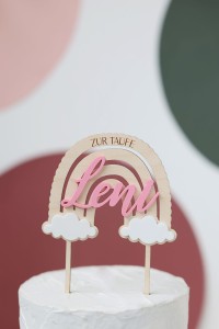 Cake Topper Regenbogen mit Wolken - Taufe, Kommunion, Geburtstag
