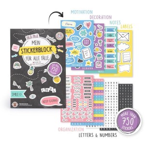 ALLES FÜR DIE SCHULE Cooler Stickerblock mit über 750 Stück - Trendhaus 