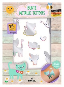 28 x Bunte Metallic Tattoos Frühlingsfreund - Moses     