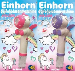 Einhorn Seifenblasenmaschine mit Licht 