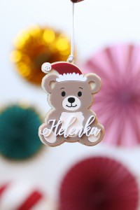 Personalisierter Weihnachtsanhänger Teddybär mit Namen – Weihnachtsdeko